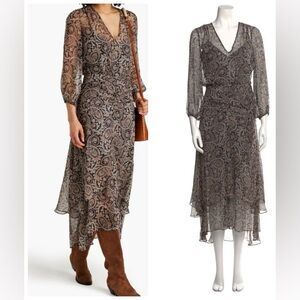 VERONICA BEARD Quinlan paisley-print silk-georgette midi dress size 0